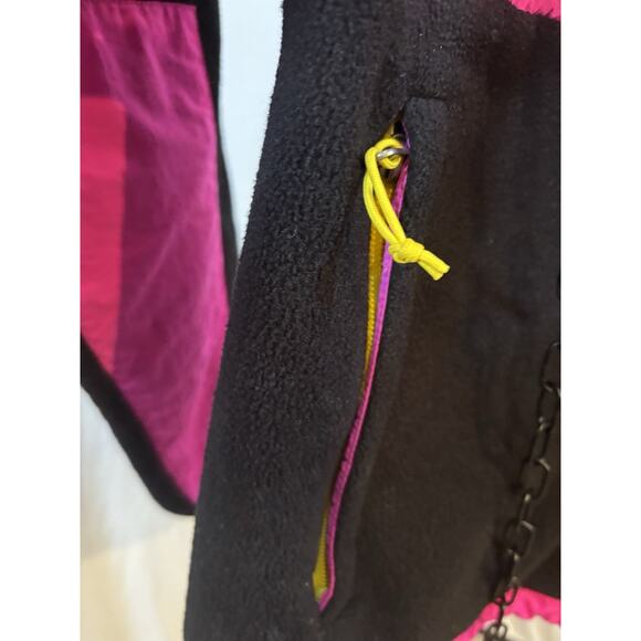 THE NORTH FACE DENALI WOMEN JACKET POLARTEC FLEECE BLACK PINK YELLOW FULL ZIP L - Picture 10 of 14